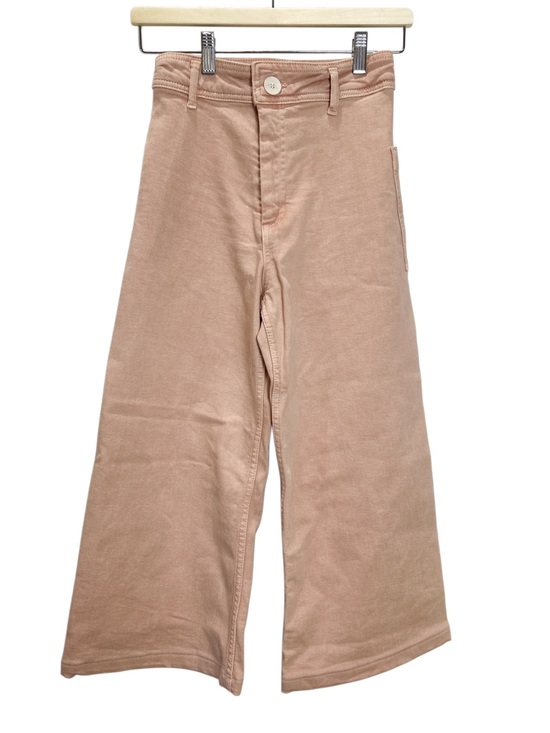 Zara Denim - ZARA The Marine Straight High Rise Wide Leg Crop Jeans Pink Size 0